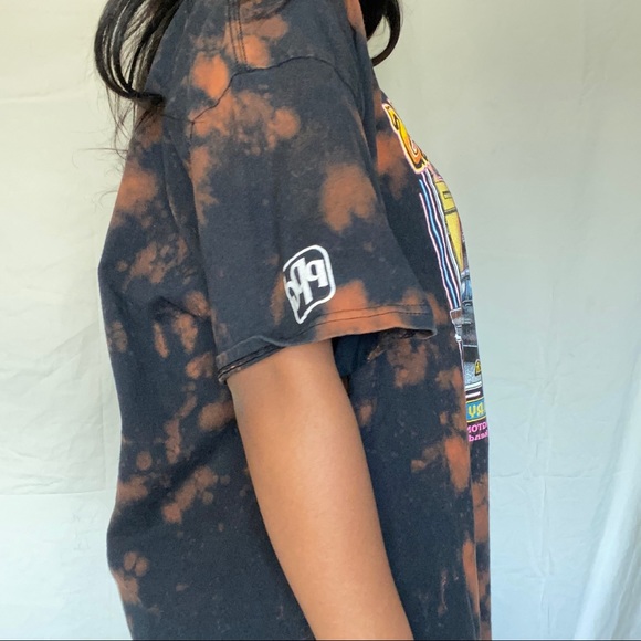 “All Wheels” Black Bleach Tie-Dye Graphic Tee - Picture 5 of 5